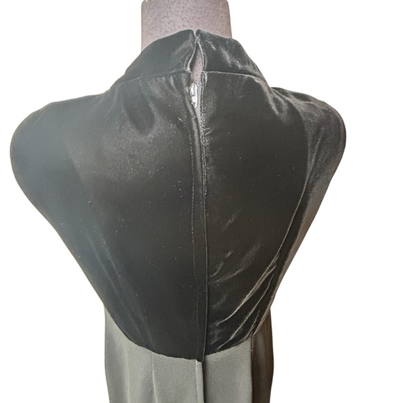 Black Vintage Union Long Full Length Floral Flower Dress Embroidery Velvet 60s - Picture 5 of 16